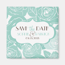 Blue Roses Floral Pattern  Save the Date Magnet