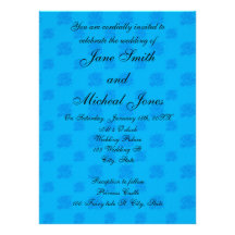 Blue roses wedding invitations