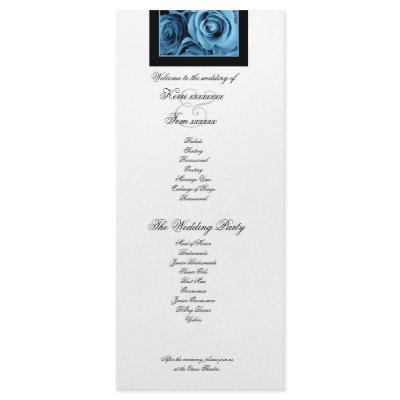 BLUE ROSES Wedding Program Announcement by JaclinArt
