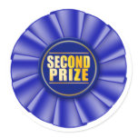 blue rosette second prize sticker