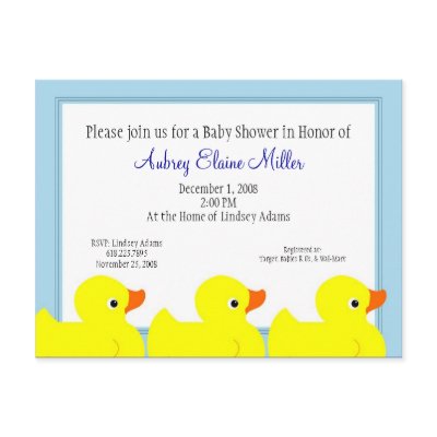 Blue Rubber Ducky Shower Invitation by thebabystore