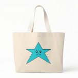 Blue Sad Star Canvas Bags