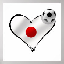 Blue Samurais Japan flag soccer ball love Print