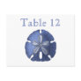 Blue Sand Dollar Reception Table Numbers