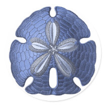 Blue Sand Dollar Round Stickers