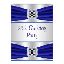 Blue Sapphire Diamond 25th Birthday Invitation