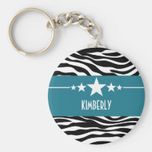 Blue Sassy Star Zebra Keychain