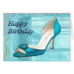 Blue Satin Ball Gown Pump Birthday cards