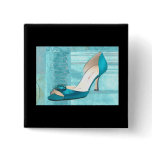 Blue Satin Ball Gown Pump