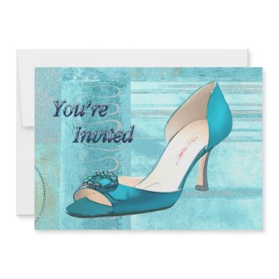 Blue Satin Ball Gown Pump Invitation by EHPlesser
