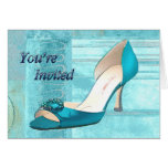 Blue Satin Ball Gown Pump Invitation