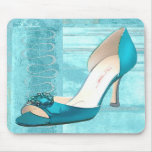 Blue Satin Ball Gown Pump Mouse Pads