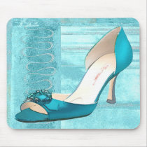 Blue Satin Ball Gown Pump Mouse Pads