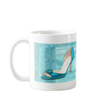 Blue Satin Ball Gown Pump Coffee Mugs