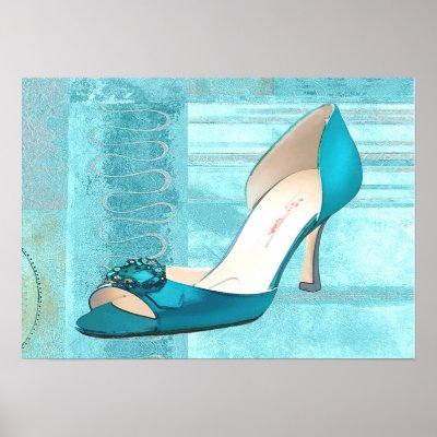Blue Satin Ball Gown Pump Print by ElainePlesser