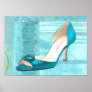 Blue Satin Ball Gown Pump Print