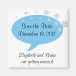 Blue Save the Date Snowflakes Wedding Magnet