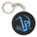 Blue sax blues key chain