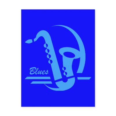 Blue sax blues postcards by jazzbluesboutique