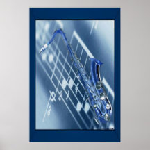 Blue Saxophone Print