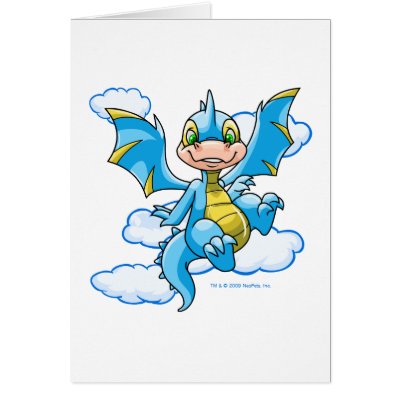 Blue Scorchio with his head in the clouds Card by neopets