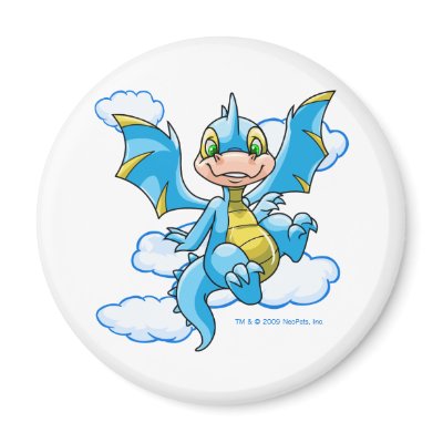 Blue Scorchio with his head in the clouds Fridge Magnet by neopets