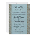 Blue Scroll Pattern Wedding Invitation