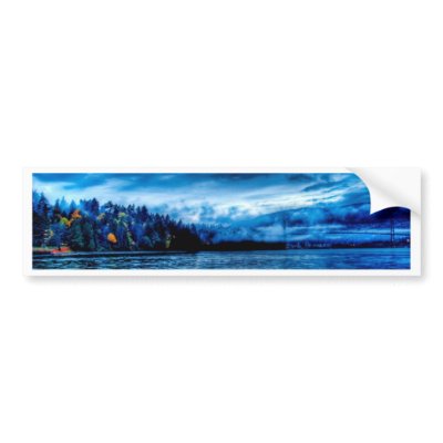 Blue Sea Island Landscape Bumper Sticker by Landscapes_Store