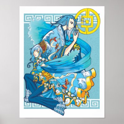 Blue Sea of White Waves poster by pandapad