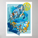 Blue Sea of White Waves Poster Print