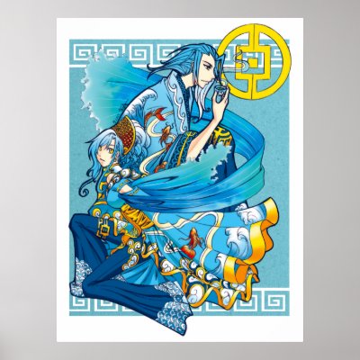 Blue Sea of White Waves Poster Print by pandapad_ap