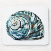 Blue Sea Shell On White Background Mouse Pads