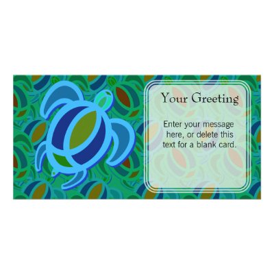 Blue Sea Turtle Custom Card by wingedturtle