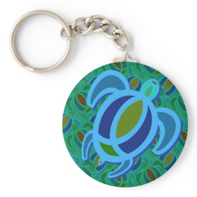 Blue Sea Turtle Keychain by wingedturtle