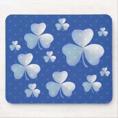 Blue shamrock  with stars - mousepad by OutOfLimits