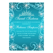 Blue Shimmer Snowflake Birthday Invite