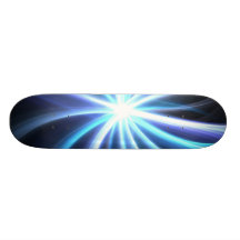 Blue Shining Solar Fractal Starburst Skate Deck