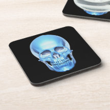 Blue Shiny Skull Cork Coaster