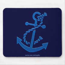 Blue Ship's Anchor Nautical Marine Themed Mousepads