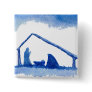Blue Silhouette Nativity Scene Button