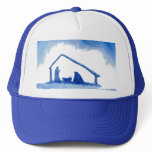 Blue Silhouette Nativity Scene Mesh Hats