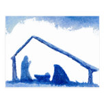 Blue Silhouette Nativity Scene Postcards