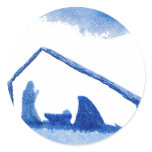 Blue Silhouette Nativity Scene Sticker