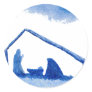 Blue Silhouette Nativity Scene Sticker