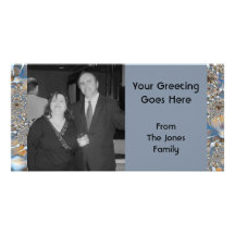 blue silver customized photo card