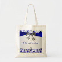 Blue Silver Damask Mother of the Bride Bag