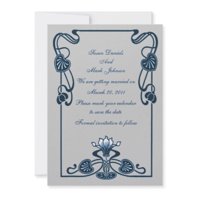 Blue Silver Grey Floral Wedding Save The Date by SmilinEyesTreasures