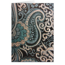 Blue & Silver Paisley Brocade Greeting Card