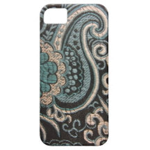 Blue & Silver Paisley Brocade iPhone 5 Covers