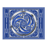 Blue Silver Triskel Postcard
